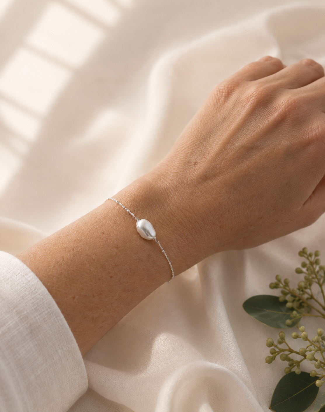Chloe - Keshi Pearl Bracelet Sterling Silver