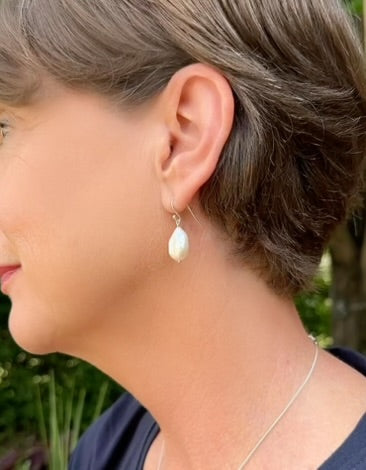Elegance in Pearl - Large Baroque Earrings in 925 Sterling Silver