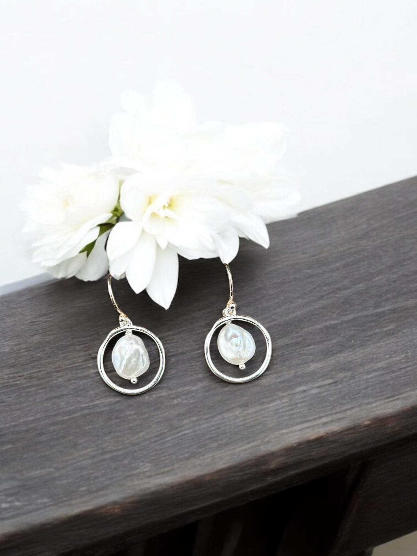 Baroque Pearl Drop Earrings in Sterling Silver – Organic Shape