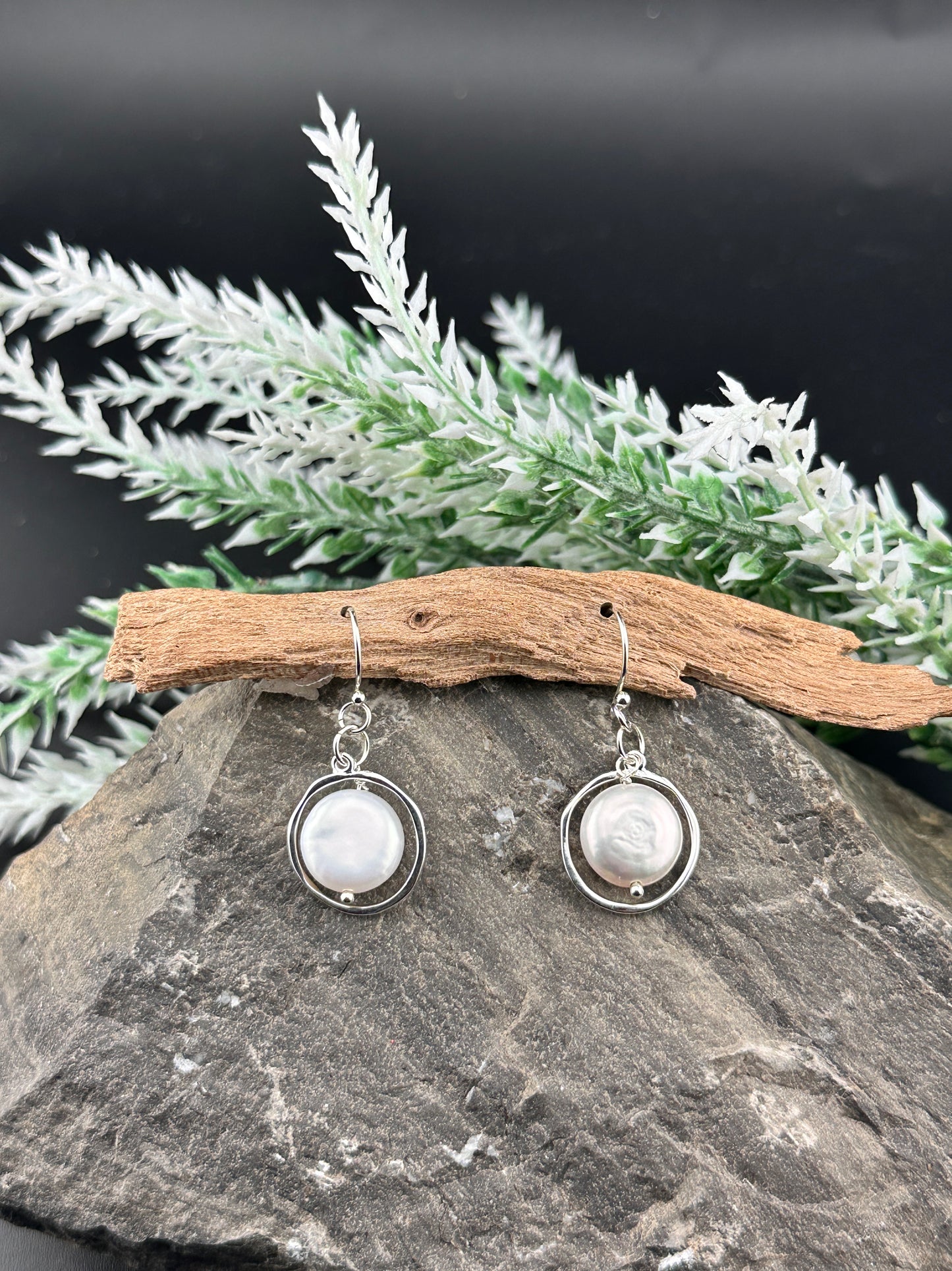 Baroque Pearl Drop Earrings in Sterling Silver – Timeless Elegance