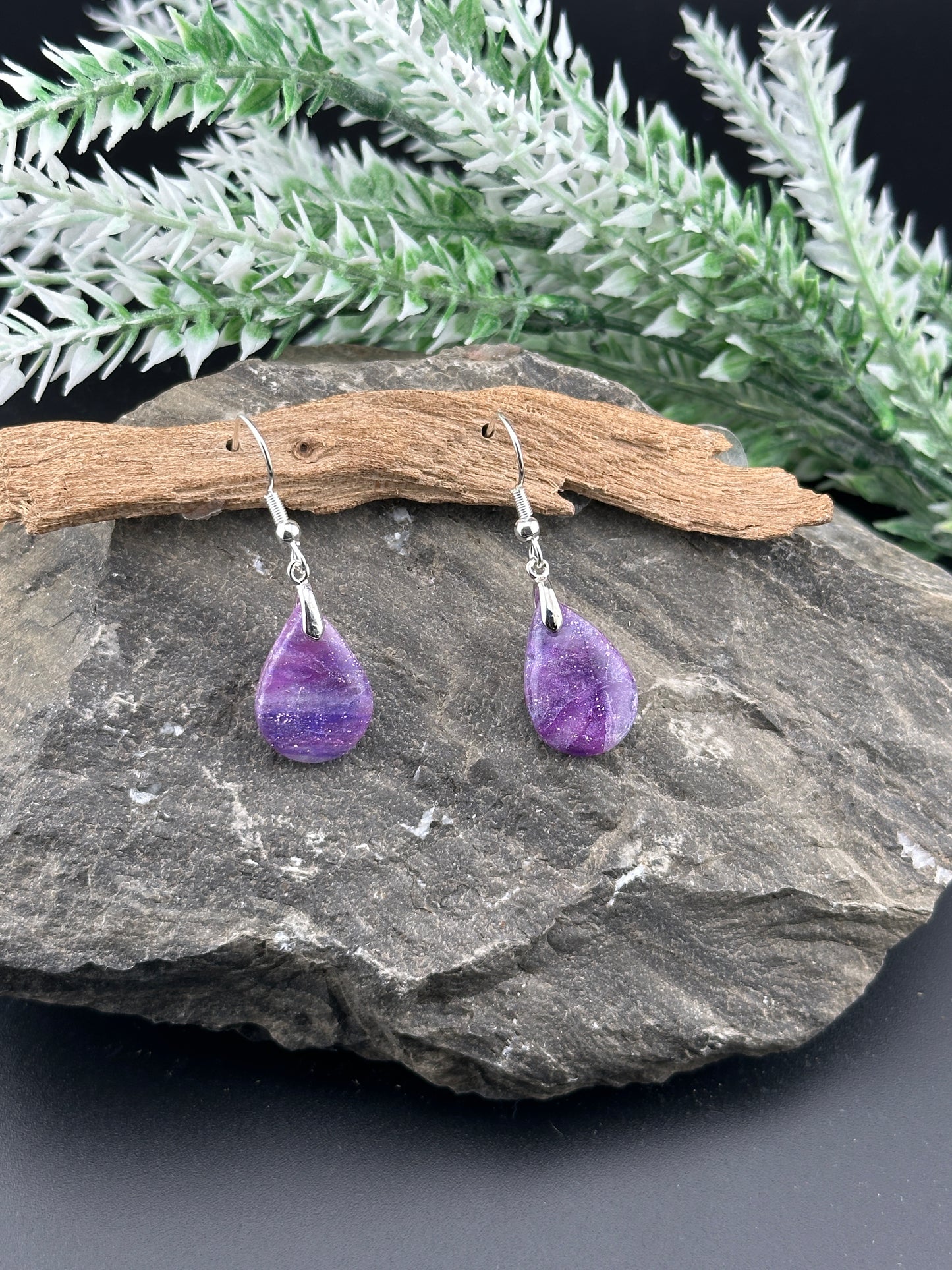 Amethyst inspired Teardorp Earrings in Sterling Silver