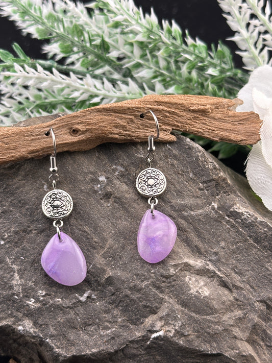 Lavender Mist – Faux Stone Drop Earrings