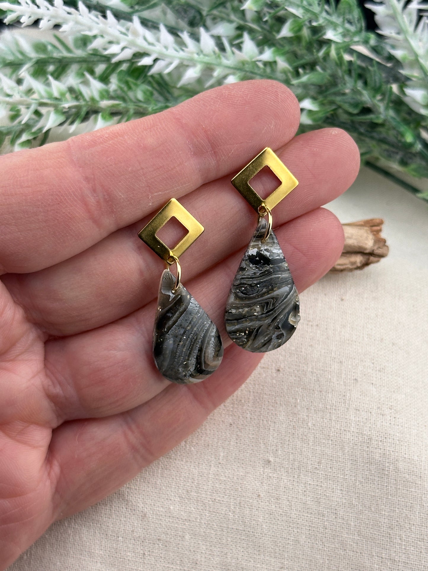 Crazy Lace Faux Agate Earrings