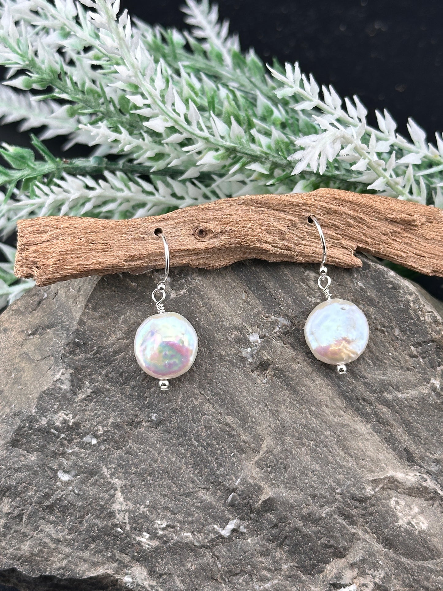 Button Baroque Pearl Earrings – 925 Sterling Silver Elegance
