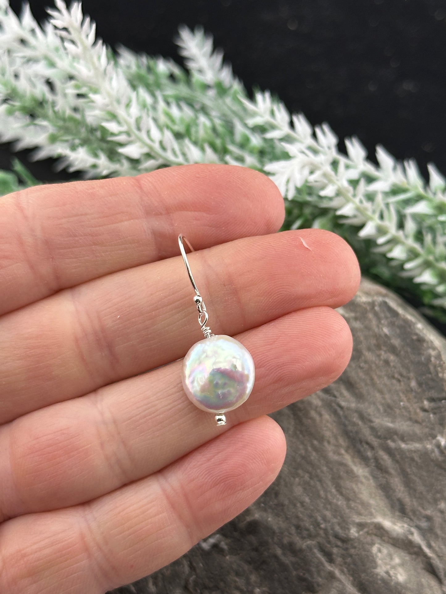 Button Baroque Pearl Earrings – 925 Sterling Silver Elegance