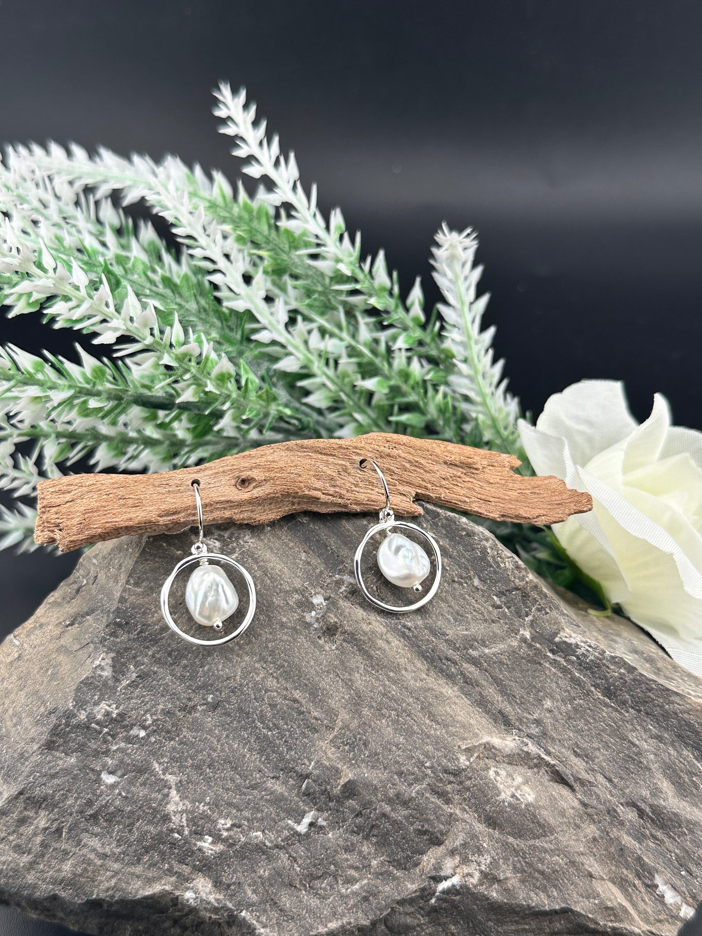 Baroque Pearl Drop Earrings in Sterling Silver – Organic Shape