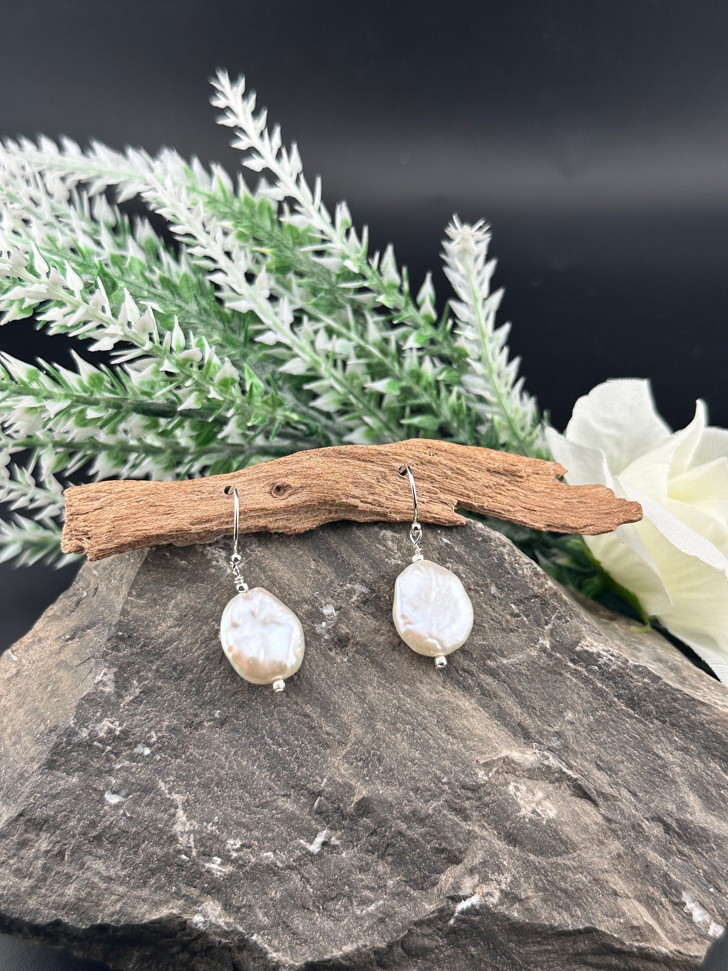 Elegance in Pearl - Large Baroque Earrings in 925 Sterling Silver