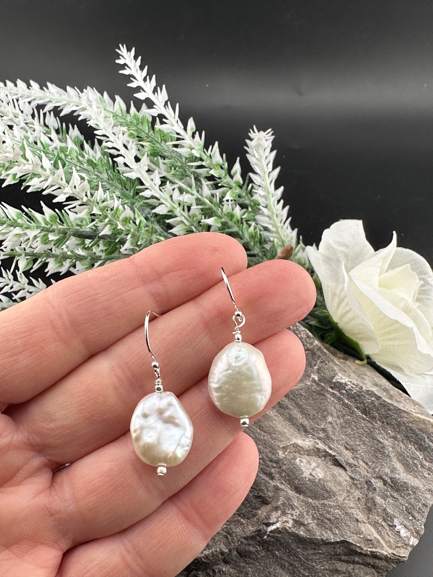 Elegance in Pearl - Large Baroque Earrings in 925 Sterling Silver