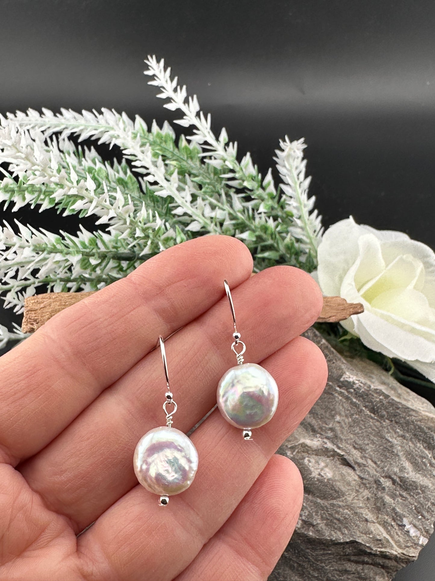Button Baroque Pearl Earrings – 925 Sterling Silver Elegance