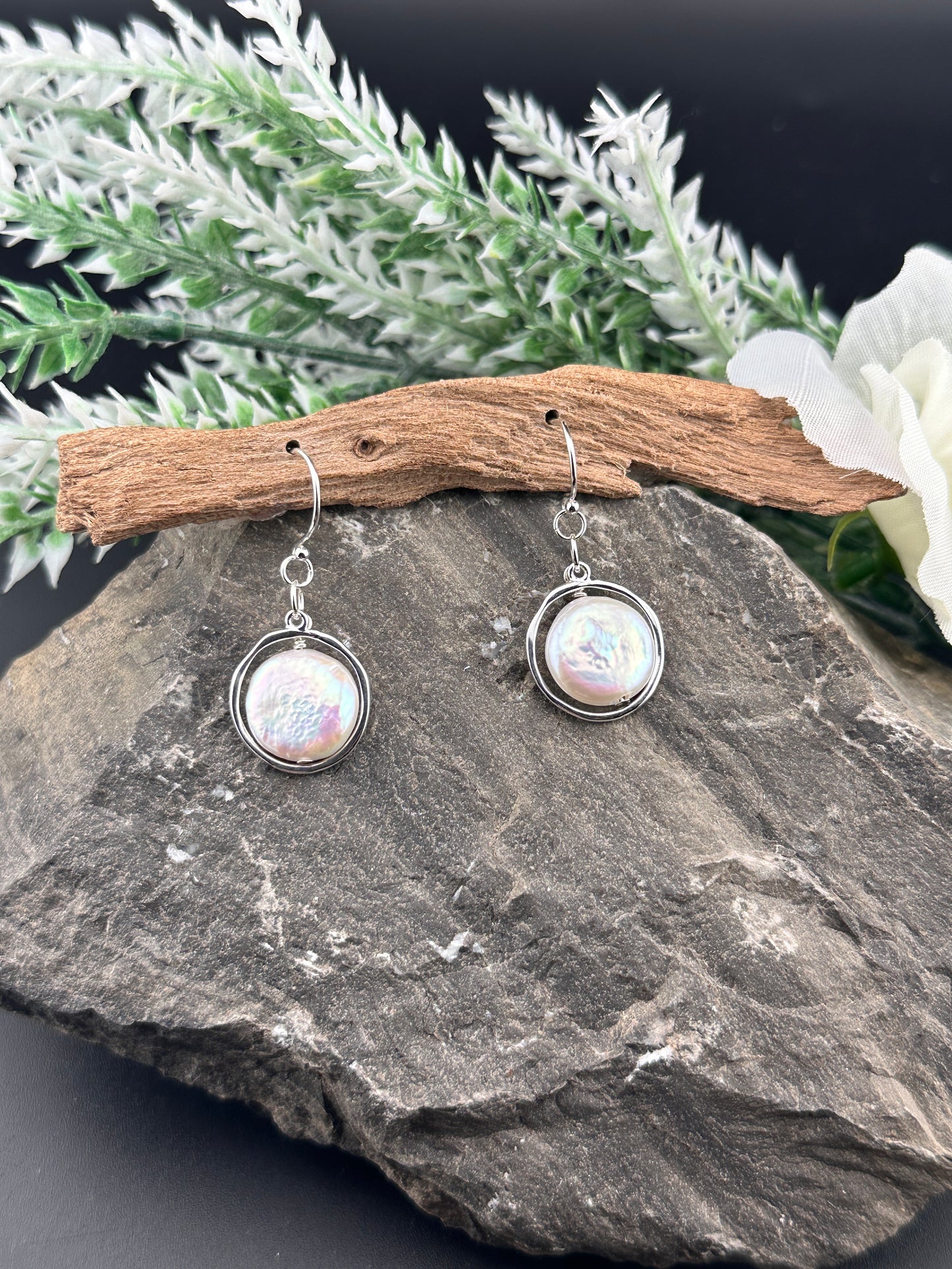 Baroque Pearl Drop Earrings in Sterling Silver – Timeless Elegance