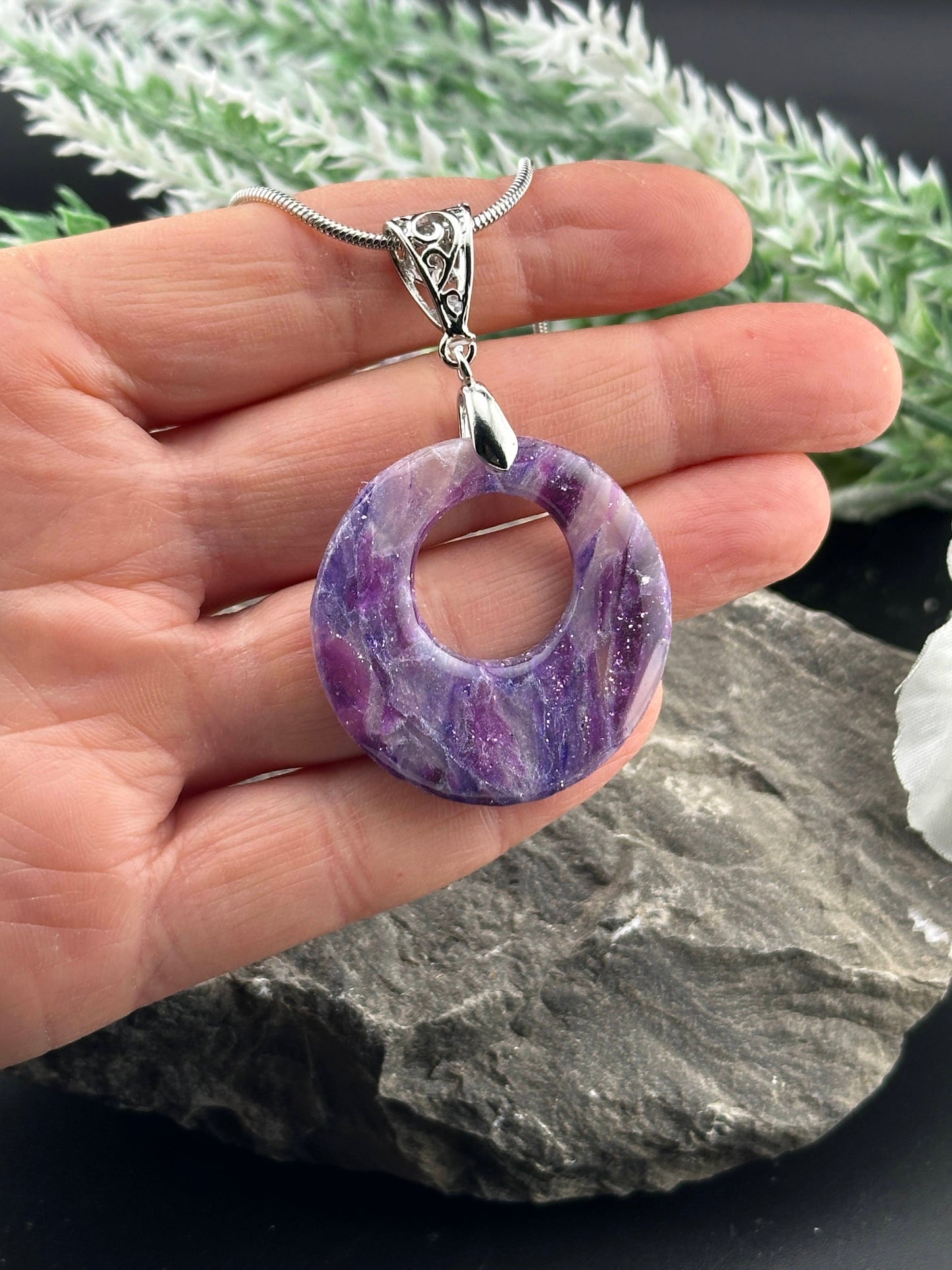 Amethyst-Inspired Donut Pendant