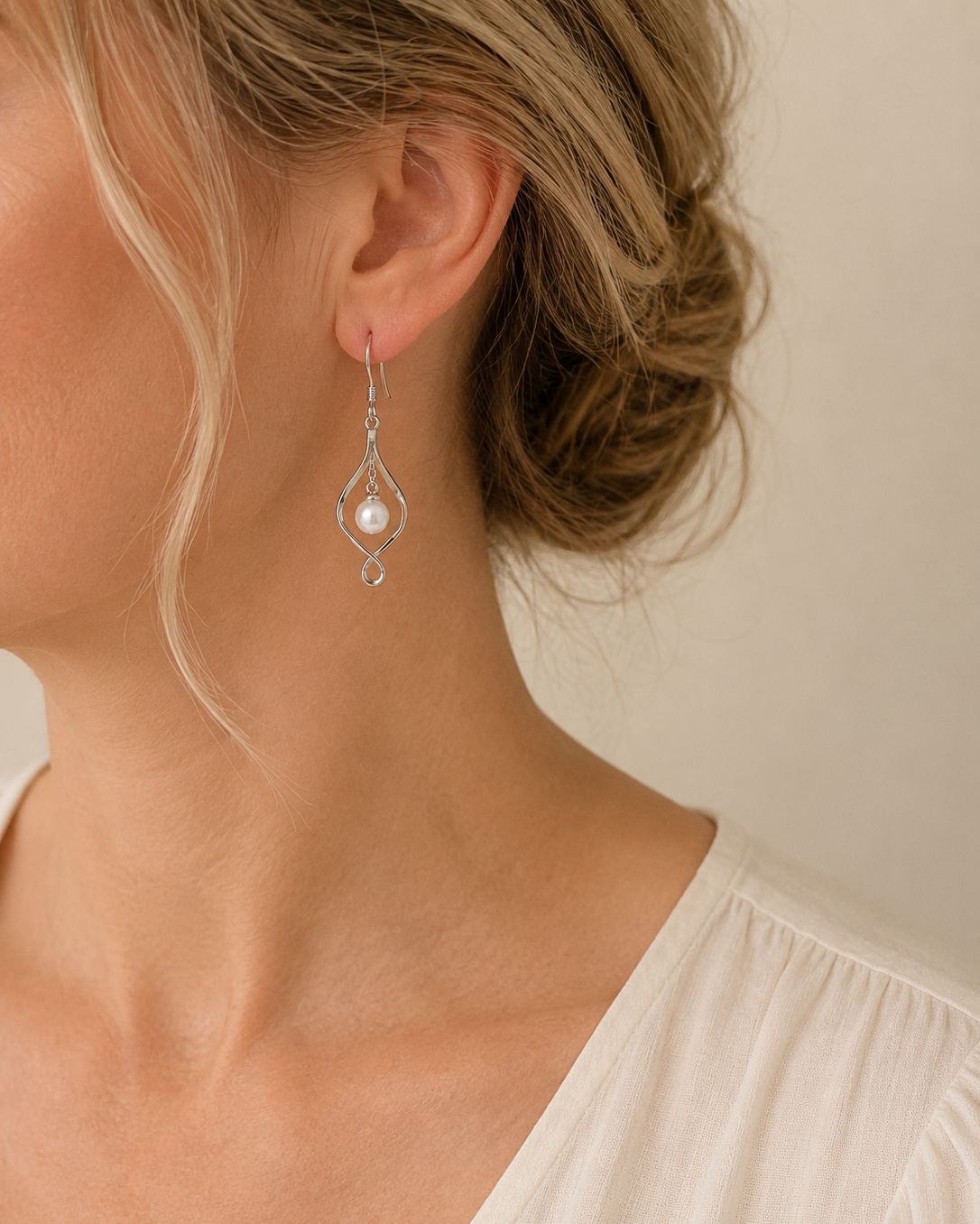 Ariel  Sterling Silver Pearl Swirl Earrings