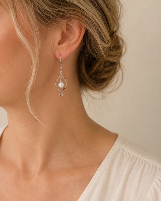 Ariel  Sterling Silver Pearl Swirl Earrings