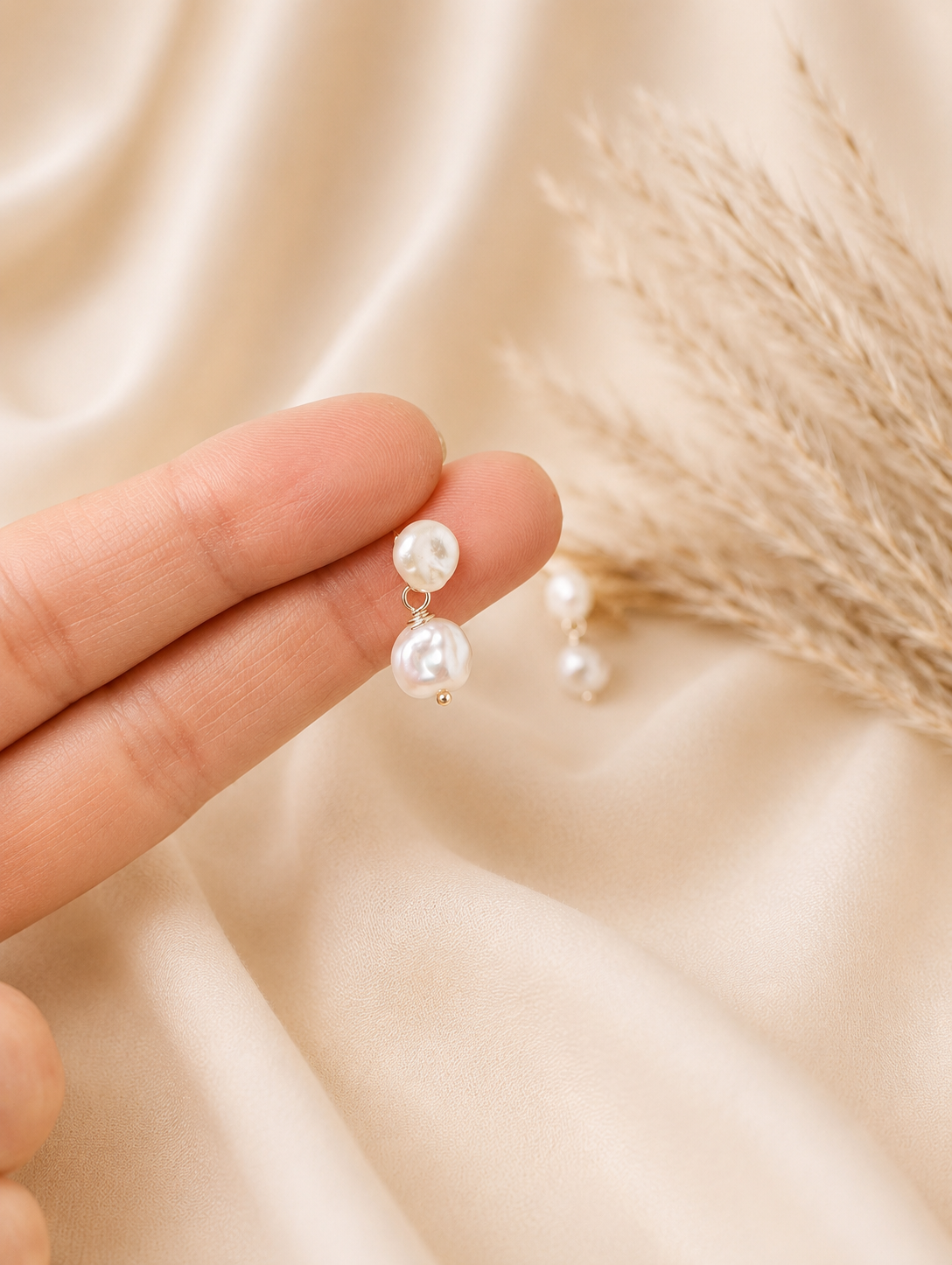 Chloe - Convertible Duo Keshi Pearl Earrings Sterling Silver
