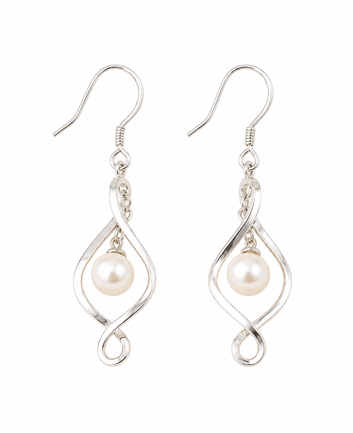 Ariel  Sterling Silver Pearl Swirl Earrings