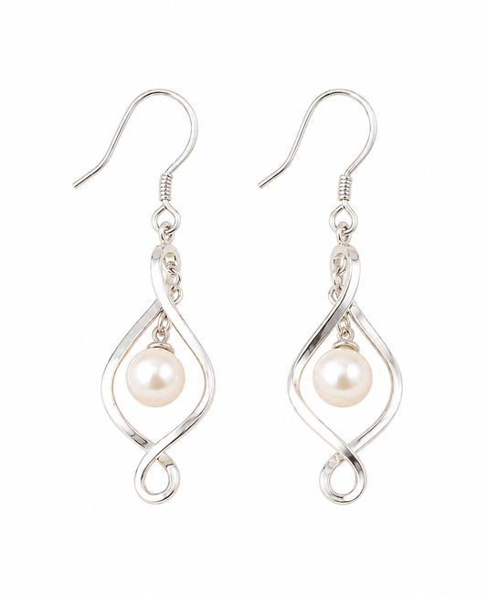 Ariel  Sterling Silver Pearl Swirl Earrings