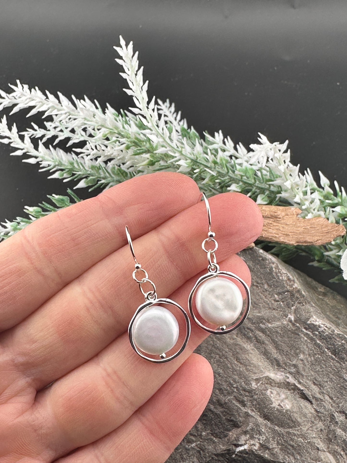 Baroque Pearl Drop Earrings in Sterling Silver – Timeless Elegance