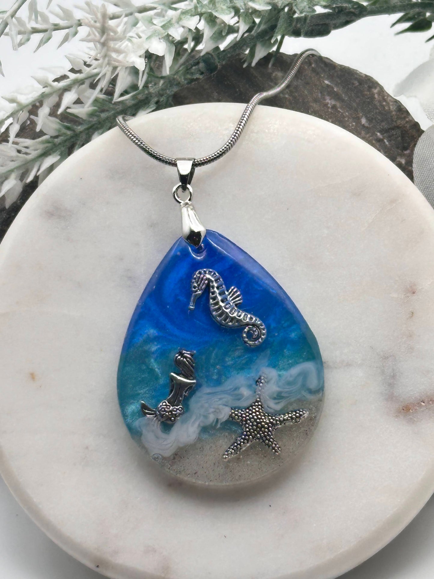 Ocean, Mermaid, Resin Necklace with Real Sand from Spain!