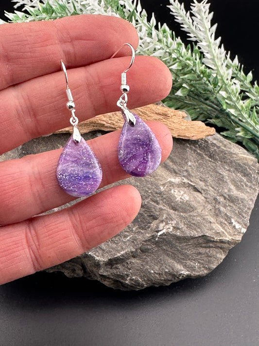 Amethyst inspired Teardorp Earrings in Sterling Silver