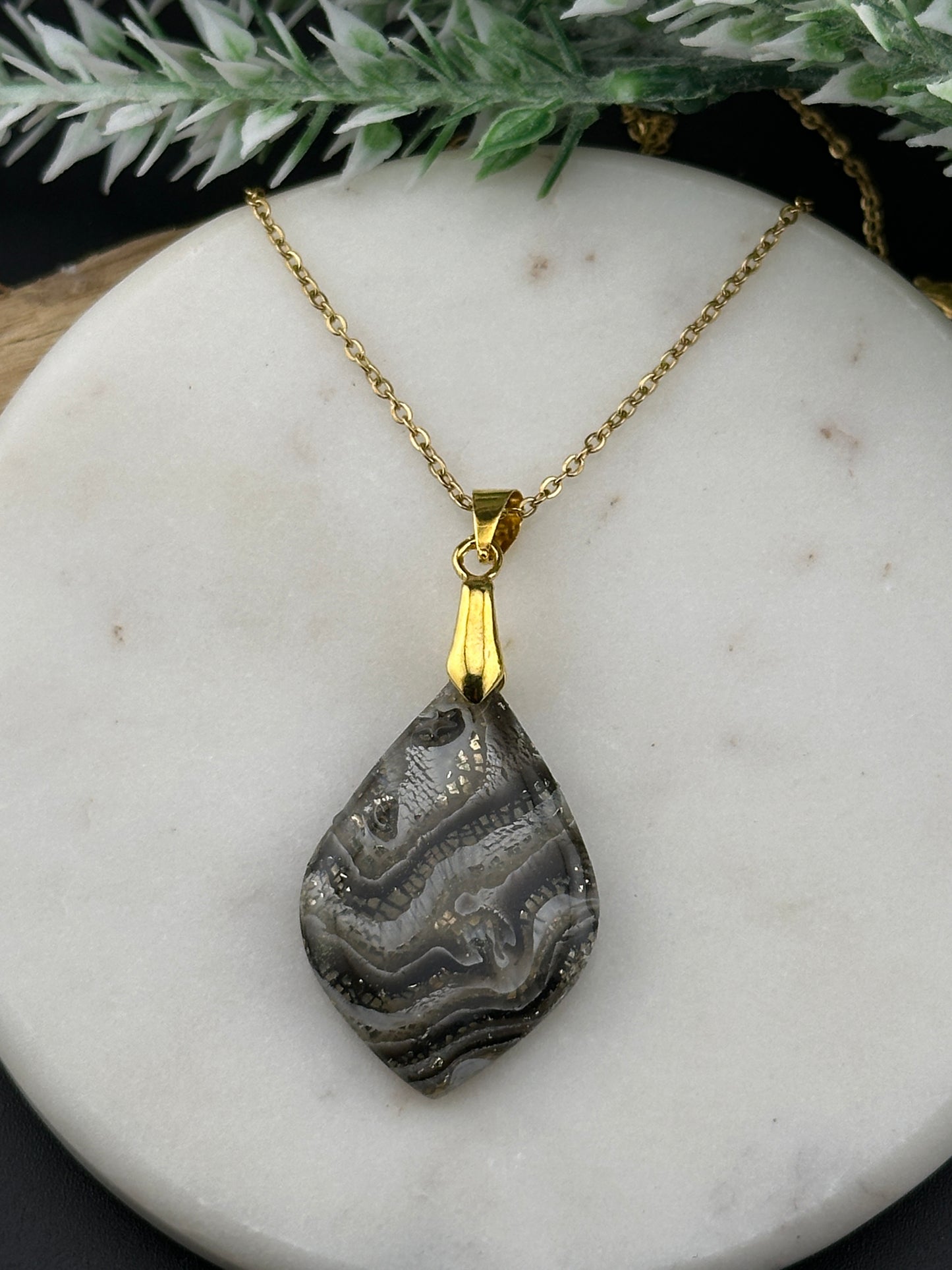 Crazy Lace Faux Agate Pendant