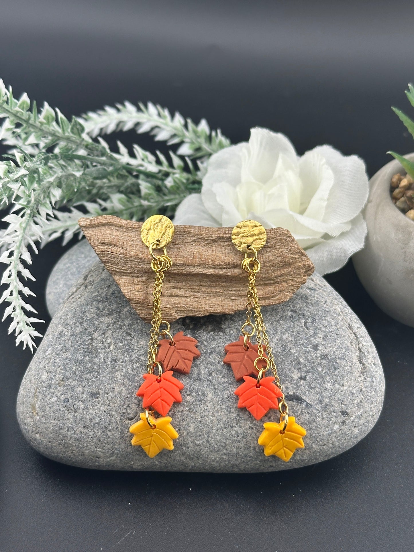 Playful Maple Leaves Polymer Clay Earrings