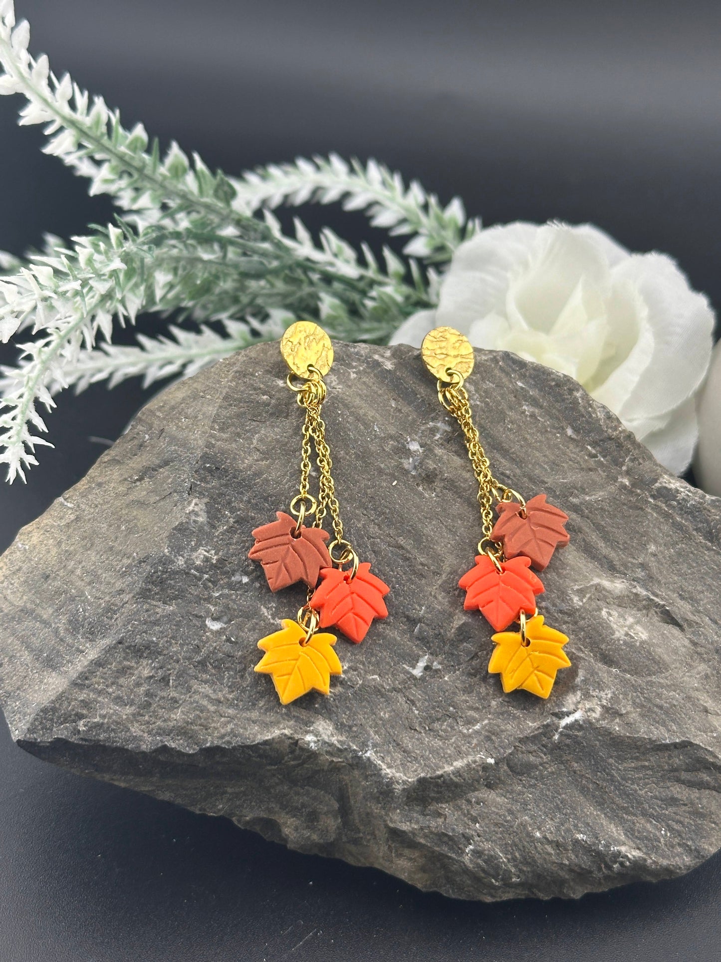 Playful Maple Leaves Polymer Clay Earrings