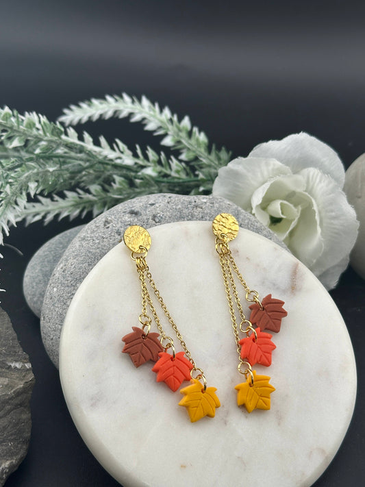 Playful Maple Leaves Polymer Clay Earrings