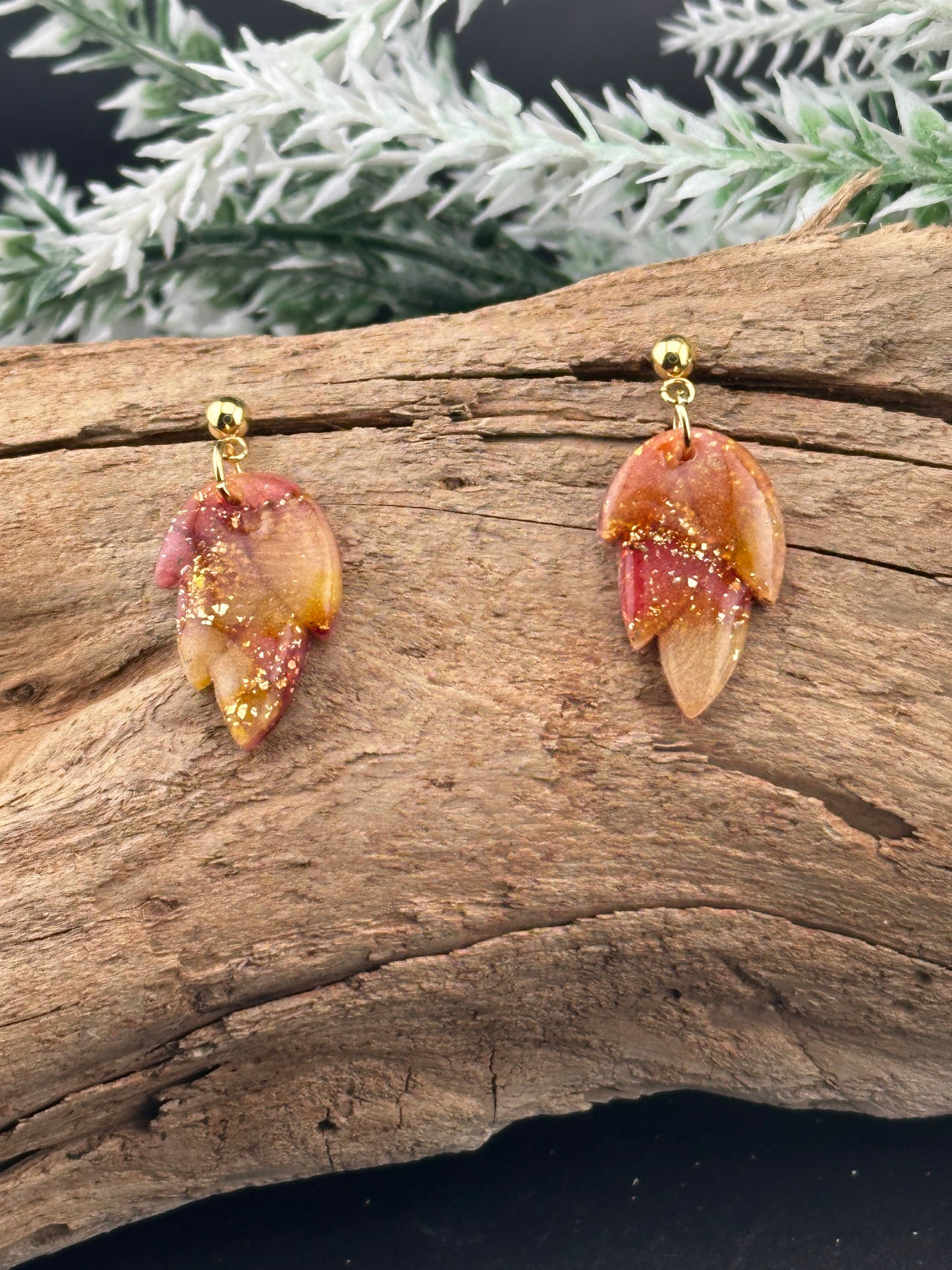 Fall Colors, Small Leaf Shaped Earrings