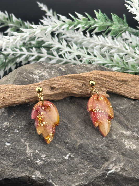 Fall Colors, Small Leaf Shaped Earrings