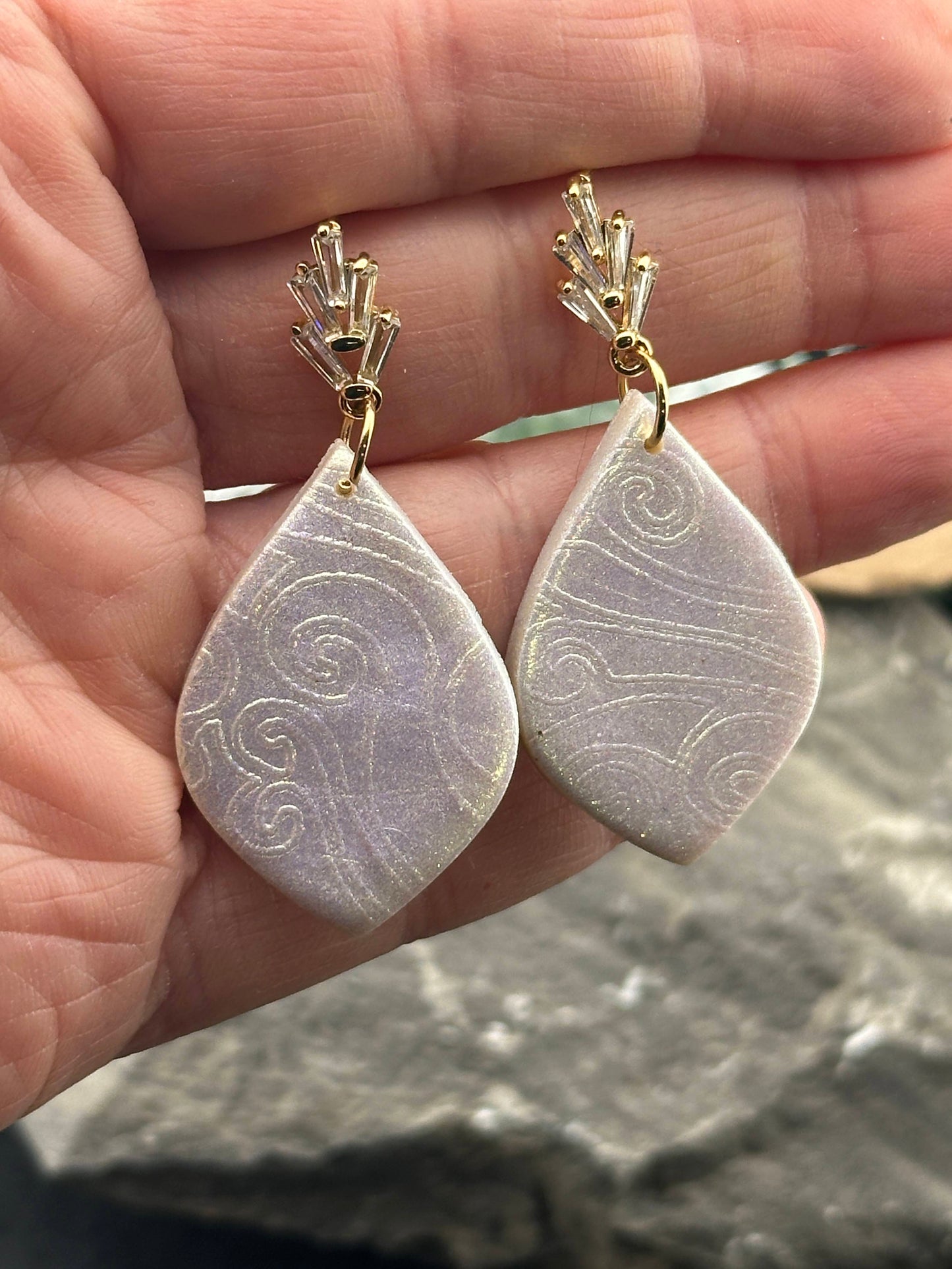 Frosted Pearl Swirl Drop Earrings