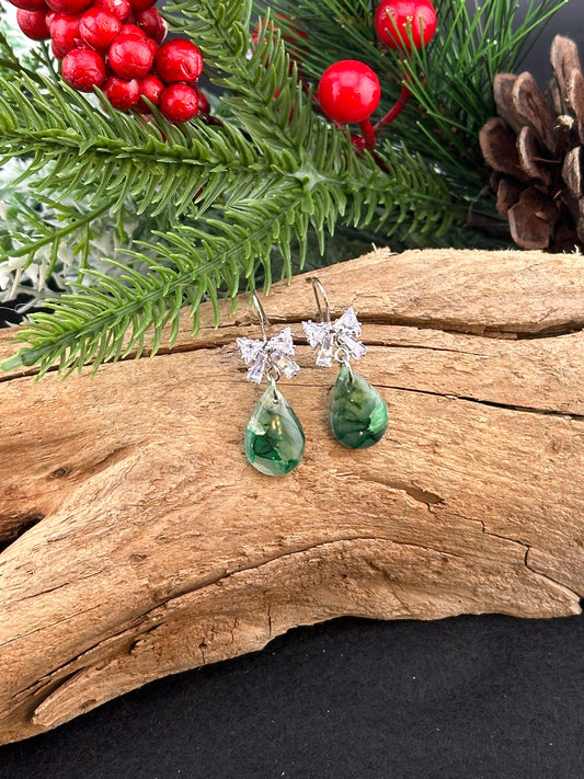 Winter Green Teardrop Crystal Earrings