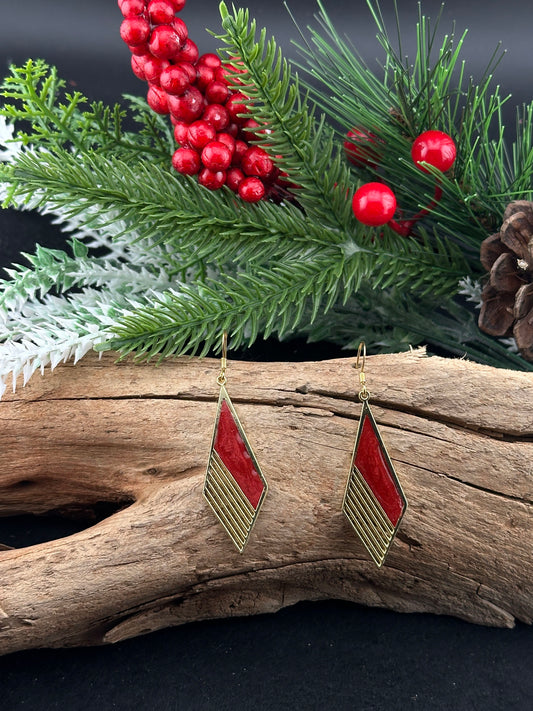 Christmas Red Geometric Glamorous Dangle Earrings