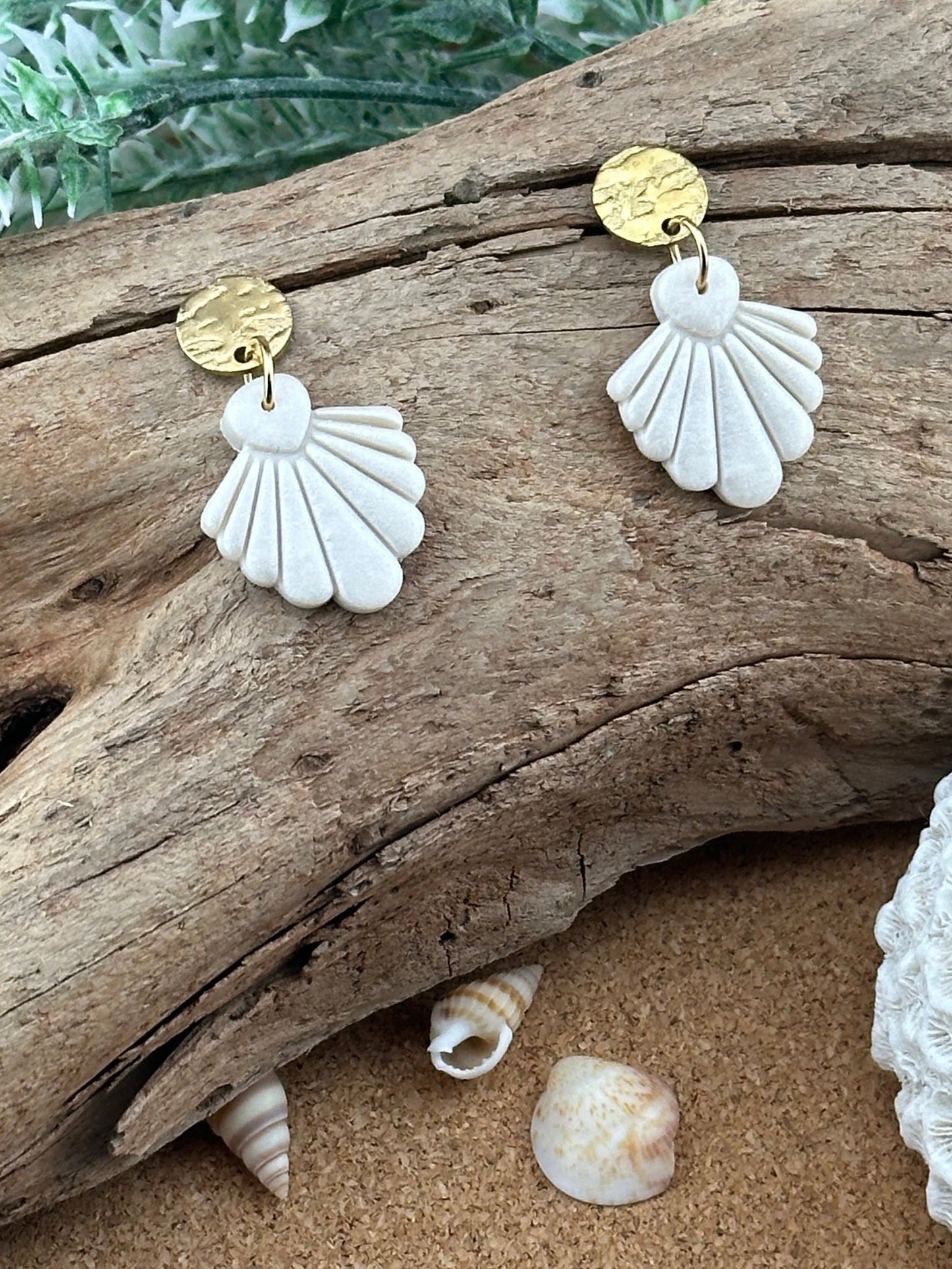 Golden Pearl Sea Shell Earrings