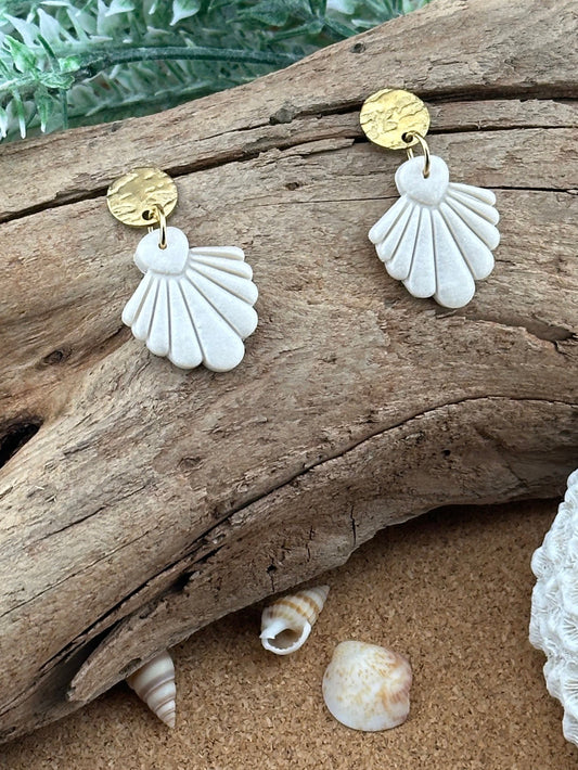 Golden Pearl Sea Shell Earrings