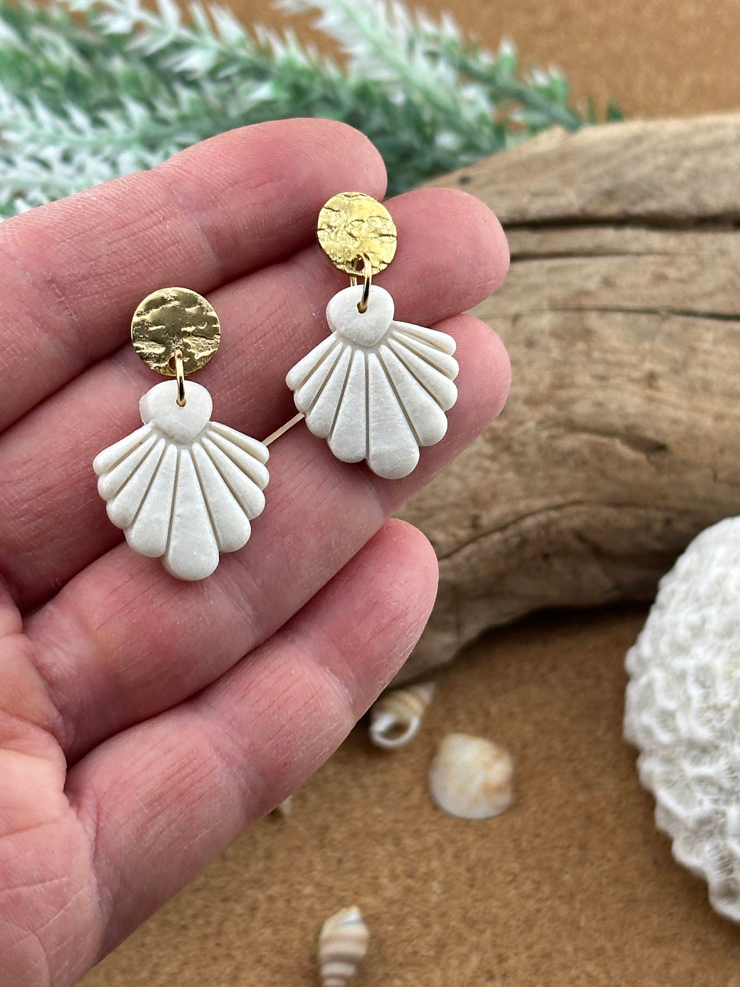 Golden Pearl Sea Shell Earrings