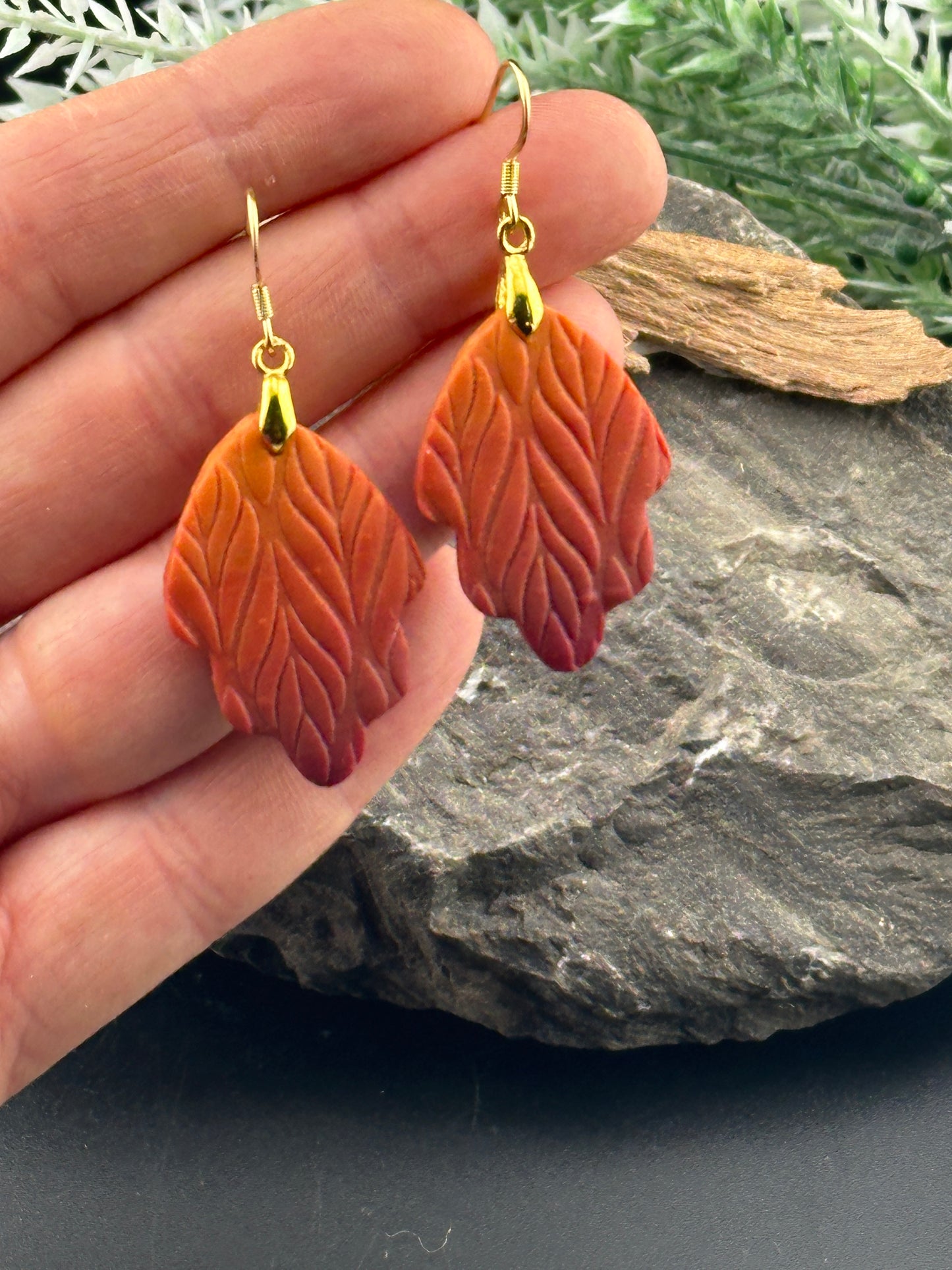 Fall Leaf Ombré Effect Leaf Earrings