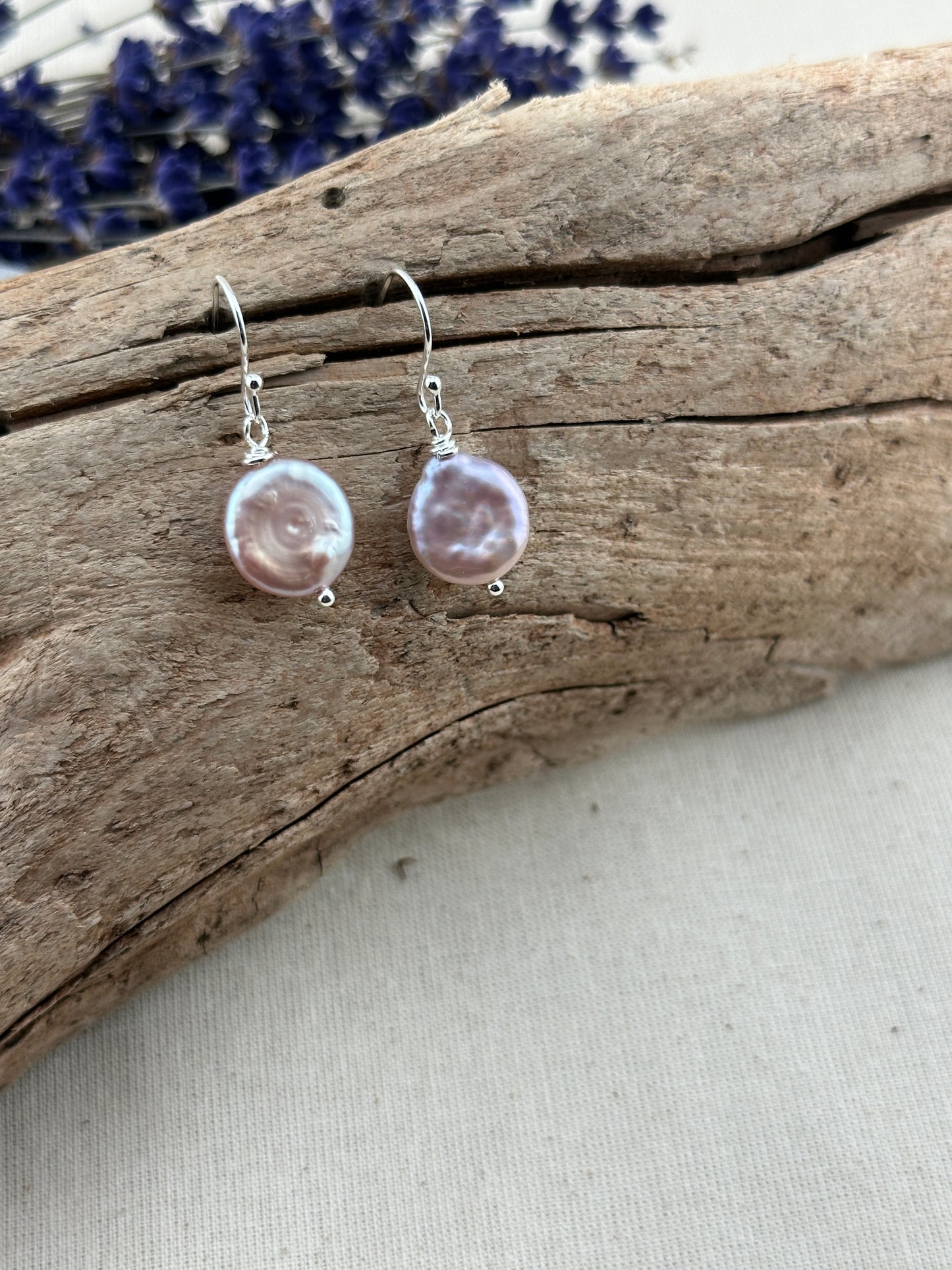 Lavender Glow Baroque Pearl Earrings – 925 Sterling Silver