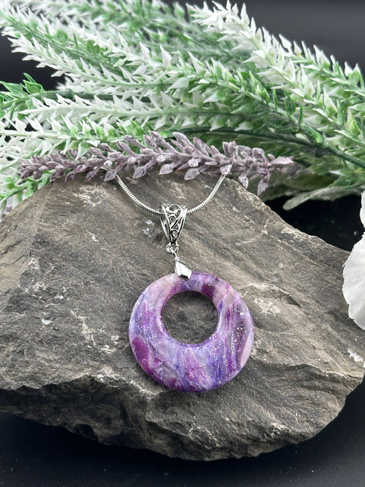 Amethyst-Inspired Donut Pendant