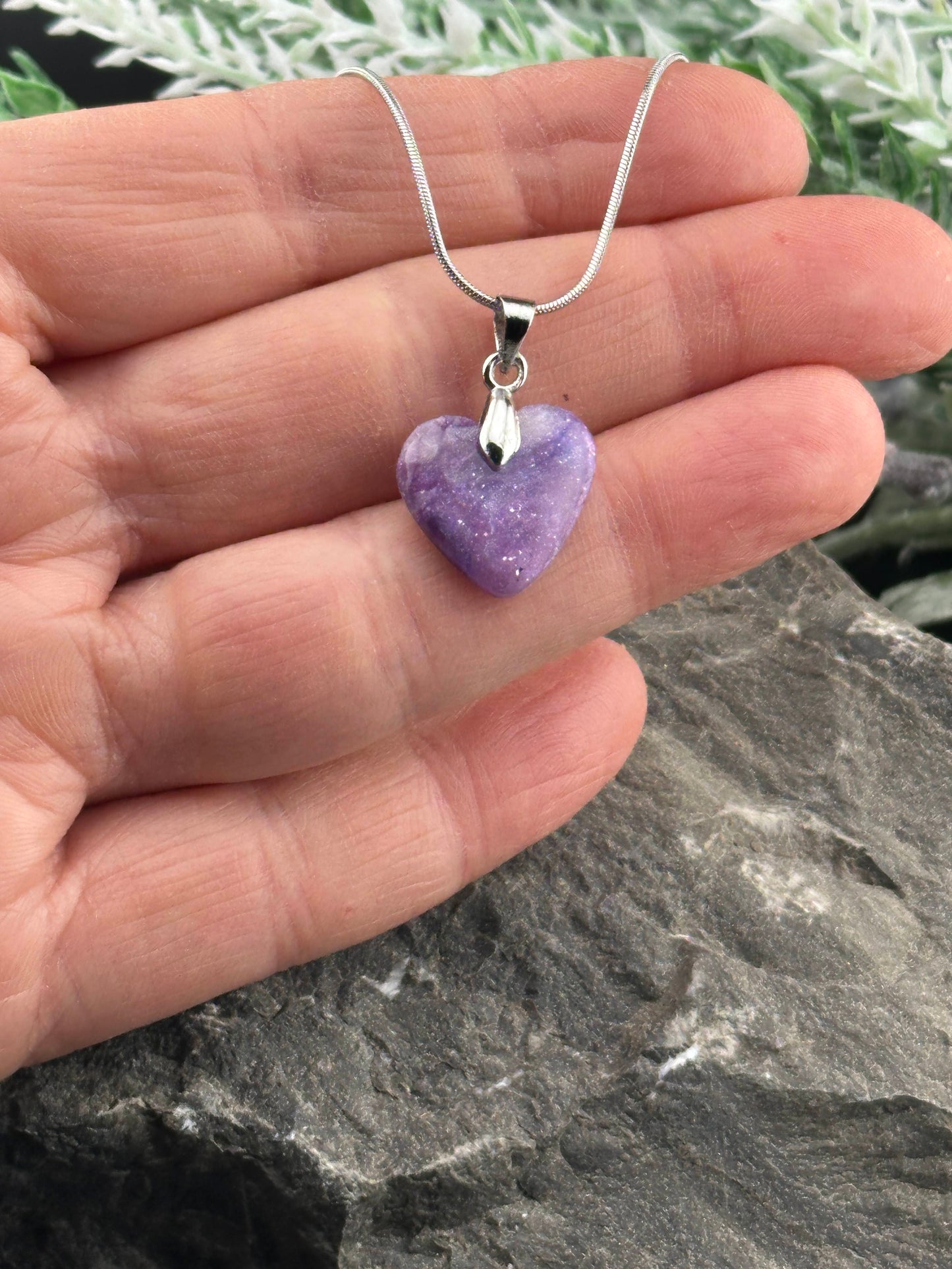 Amethyst Inspired Tiny Heart Necklace