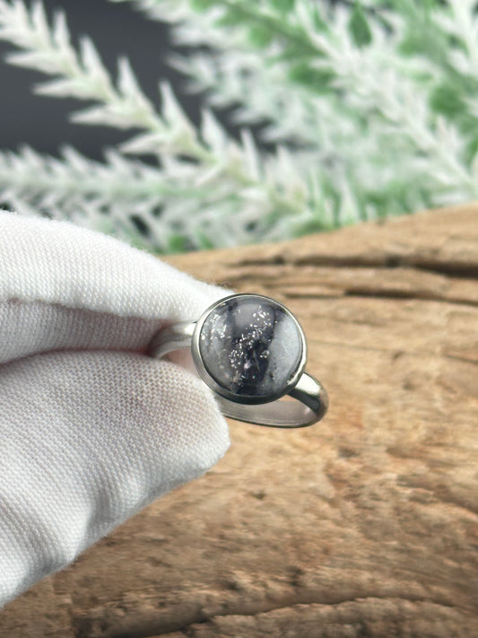 Midnight Sparkle Marble Adjustable Ring