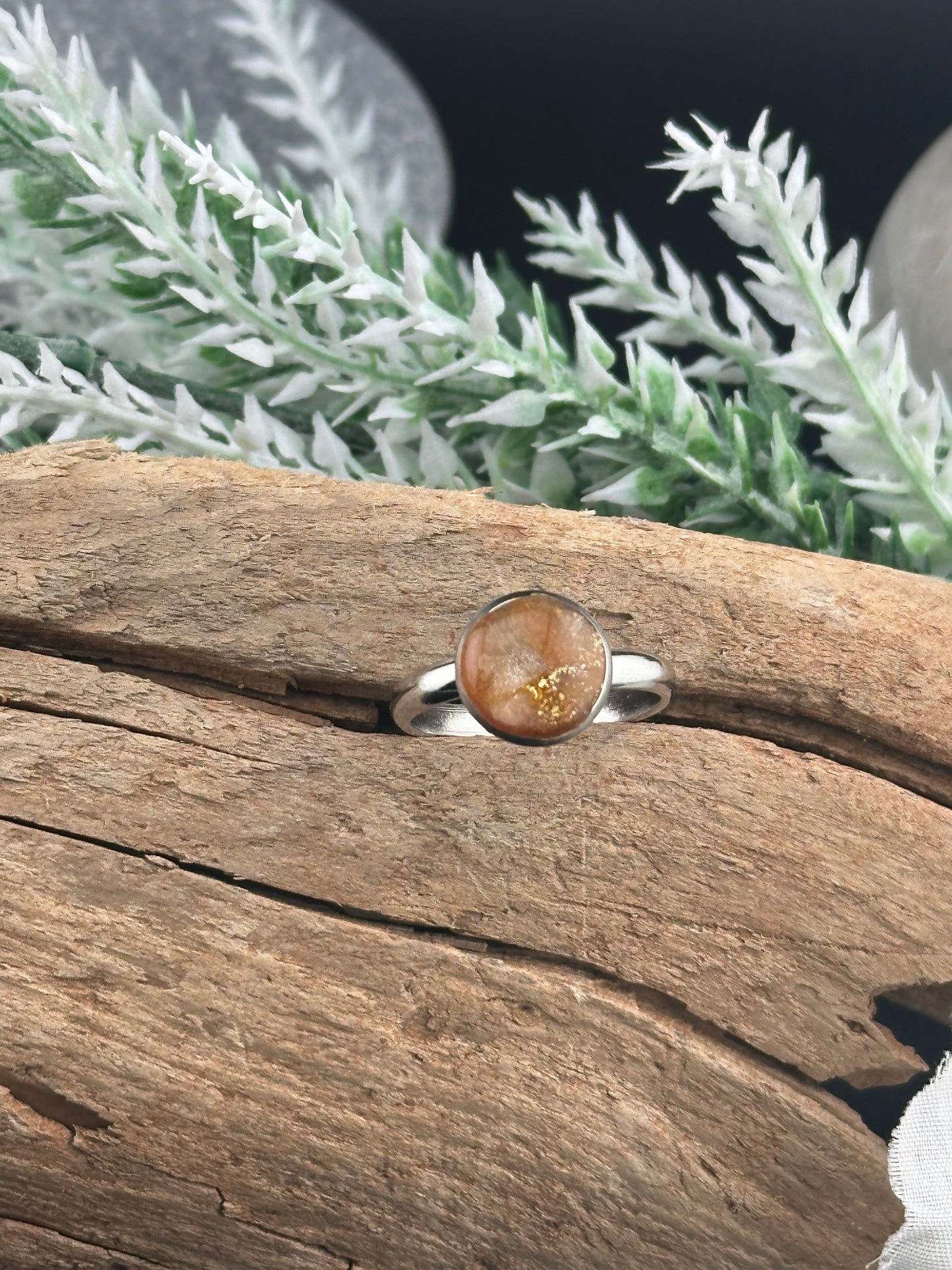 Adjustable Stainless Steel Ring – Golden Dawn Marble