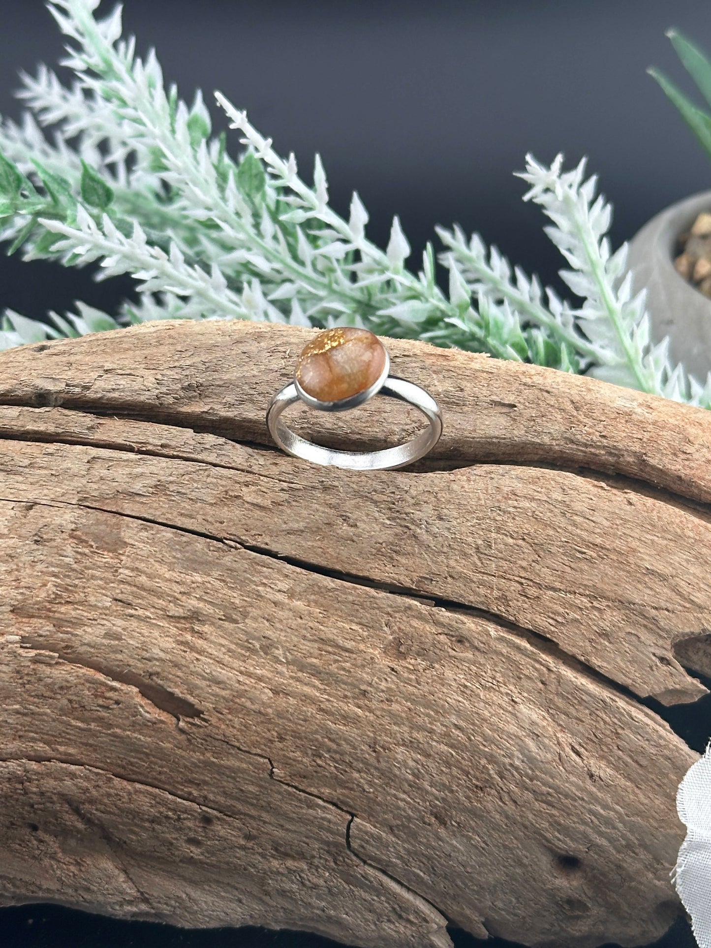 Adjustable Stainless Steel Ring – Golden Dawn Marble