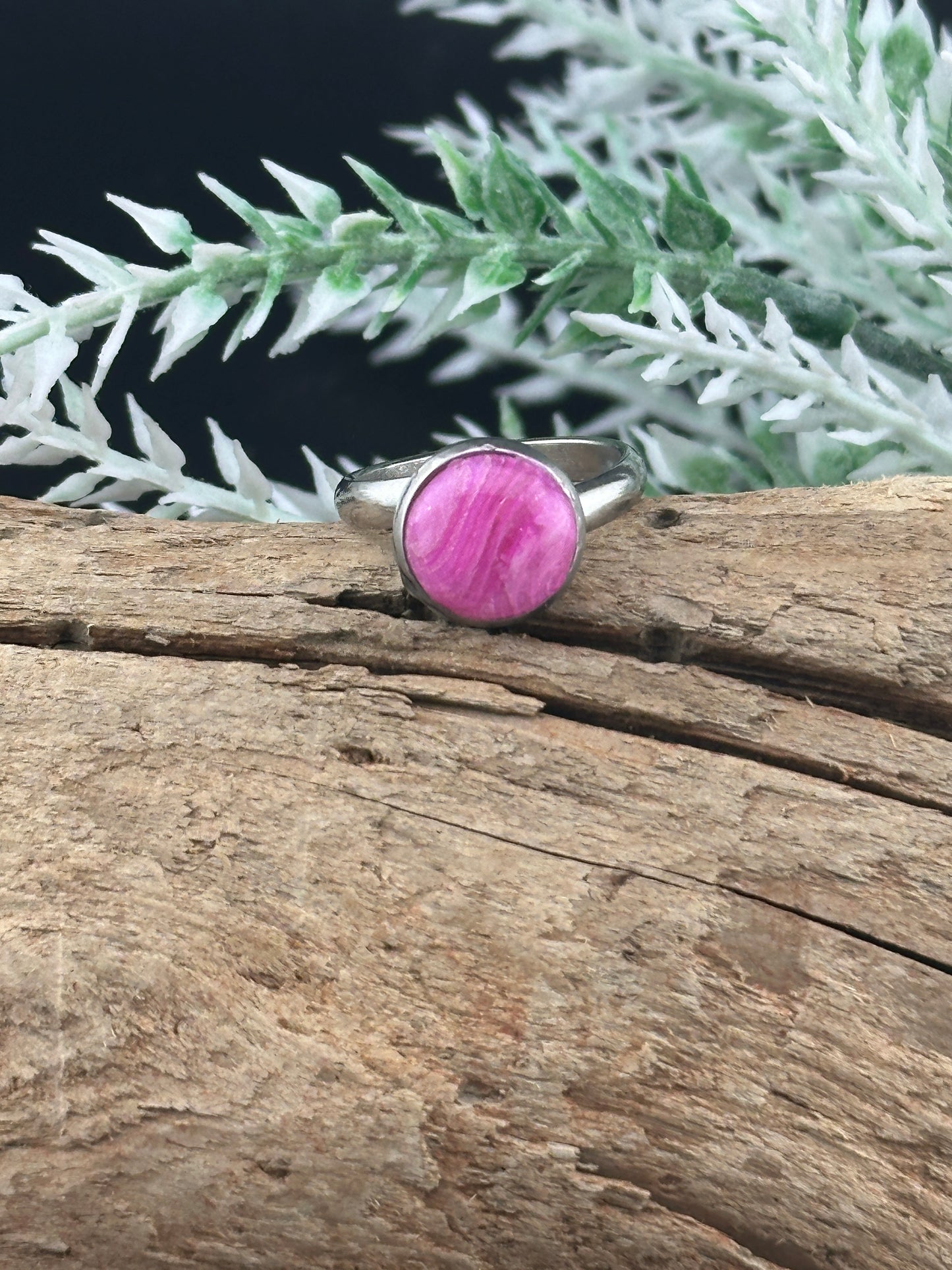 Adjustable Stainless Steel Ring – Pink Rhodonite Inspired