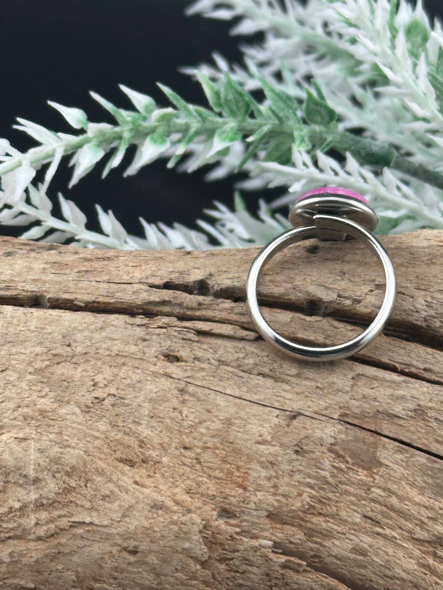 Adjustable Stainless Steel Ring – Pink Rhodonite Inspired