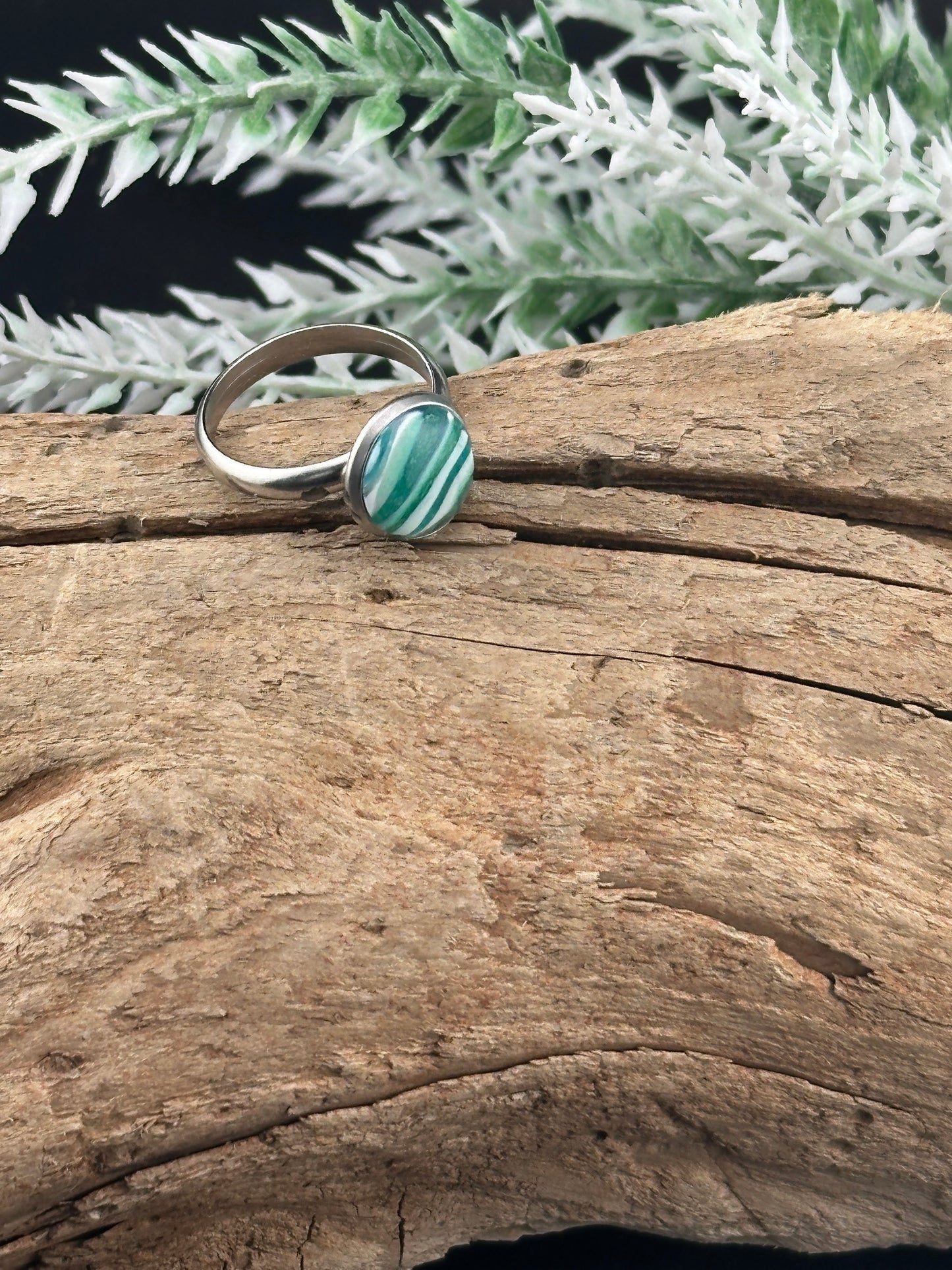 Blue-Green Agate Inspired Adjustable Ring