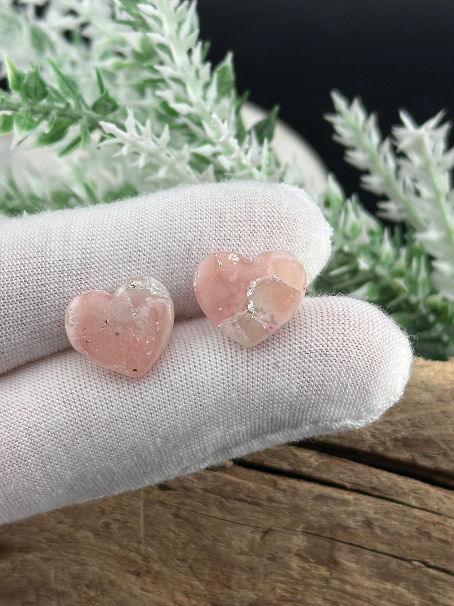 Sweet Pink Blush Marble Heart Earrings