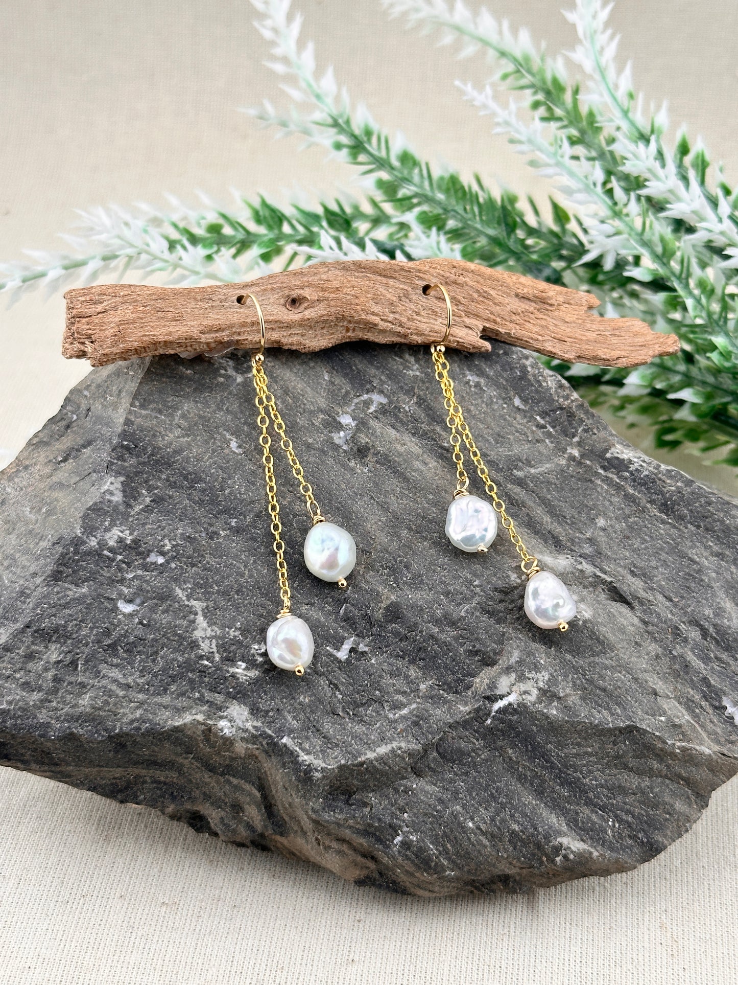Elena - Baroque Pearl Drop Earrings