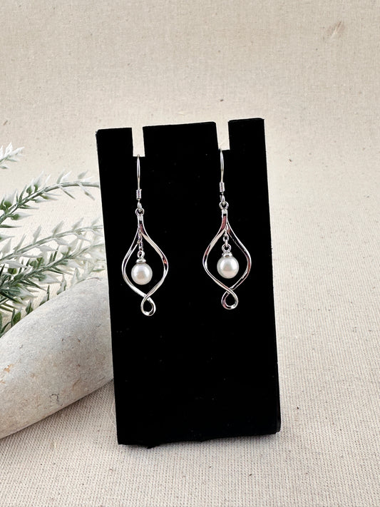 Elise -  Sterling Silver Pearl Swirl Earrings