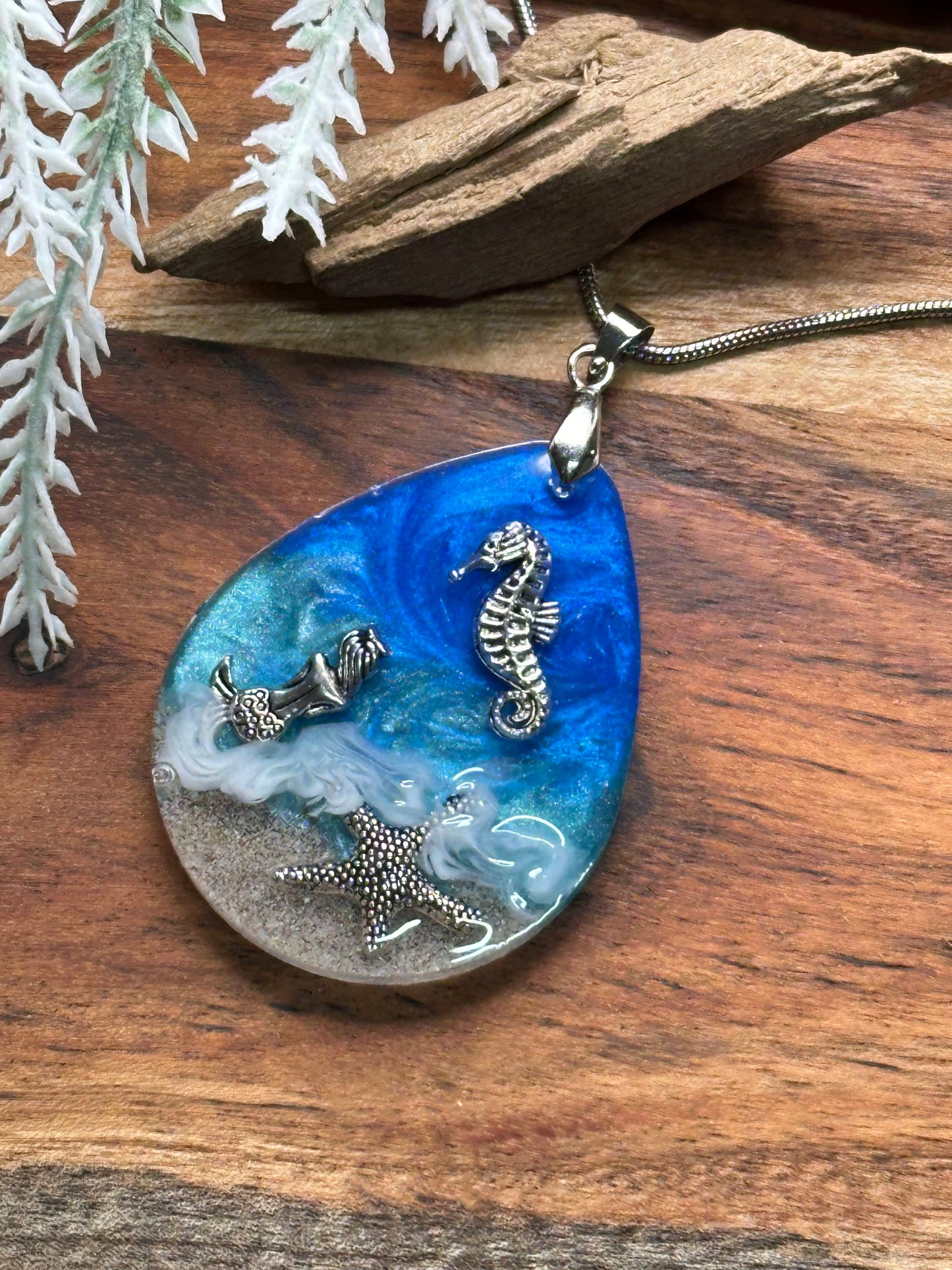 Ocean, Mermaid, Resin Necklace with Real Sand from Spain!