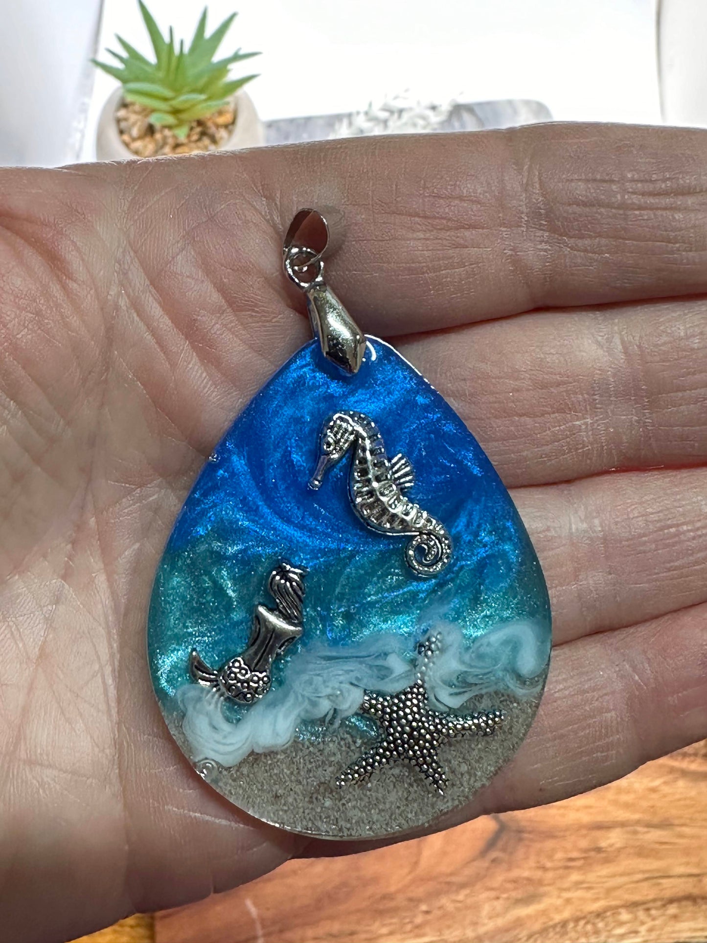 Ocean, Mermaid, Resin Necklace with Real Sand from Spain!